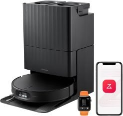 Roborock Qrevo Edge S5A Robot Vacuum and Mop, 18,500Pa, Zero-Tangling, DuoDivide Main Brush, FlexiArm Side Brush, Hot Water Mop Washing & Self-Cleaning, Warm Air Drying, Self-Emptying, Black