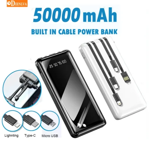 Powerbank 50000mAh Flash Charging Power bank Mobile Powerbank with Charging Cable充电宝50000mAh