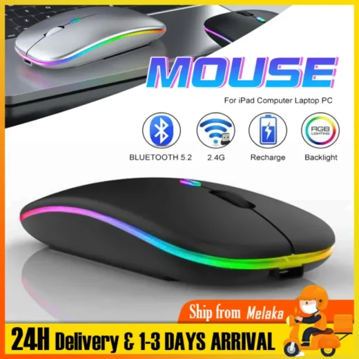 Wireless Mouse Rechargeable Silent LED Backlit Mice USB+Bluetooth Dual Mode Mouse Tetikus PC Laptop Computer Mous 2.4Ghz Receiver Optical Mice