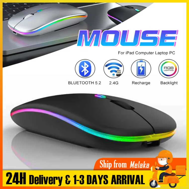 Wireless Mouse Rechargeable Silent LED Backlit Mice USB+Bluetooth Dual Mode Mouse Tetikus PC Laptop Computer Mous 2.4Ghz Receiver Optical Mice