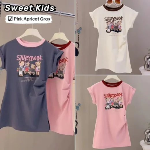 【Sweet Kids  Deliver from Perak】gaun budak perempuan skirt lengan pendek comel musim panas baru,2-10 tahun