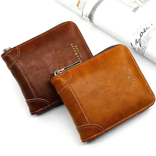 【LAZ Fashion Choice】MenBense Men's Short New Wallet Fashion Casual Large-Capacity Wallet Multi-Card Wallet Men's Retro Style PU Soft Leather Men's Zipper Coin Purse Dompet Lelaki Pendek Zip Beg Duit Syiling 男士钱包 短款零錢包 卡包 钱夹