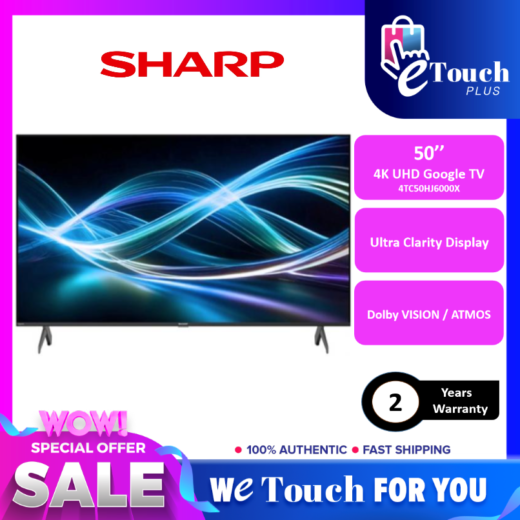 SHARP HJ6000X 4K HDR GOOGLE TV Smart LED TV Ultra Clarity Display | Dolby VISION / ATMOS [ 50'' 4TC50HJ6000X / 55'' 4TC55HJ6000X / 65'' 4TC65HJ6000X / 75'' 4TC75HJ6000X ] replace old model FJ1X