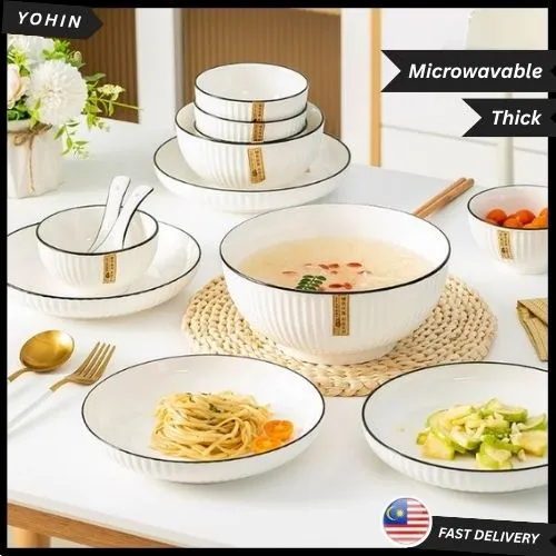YOHIN Japanese Style Nordic Premium Ceramic Dinnerware Dinner Set Ceramic Plates Bowl Set